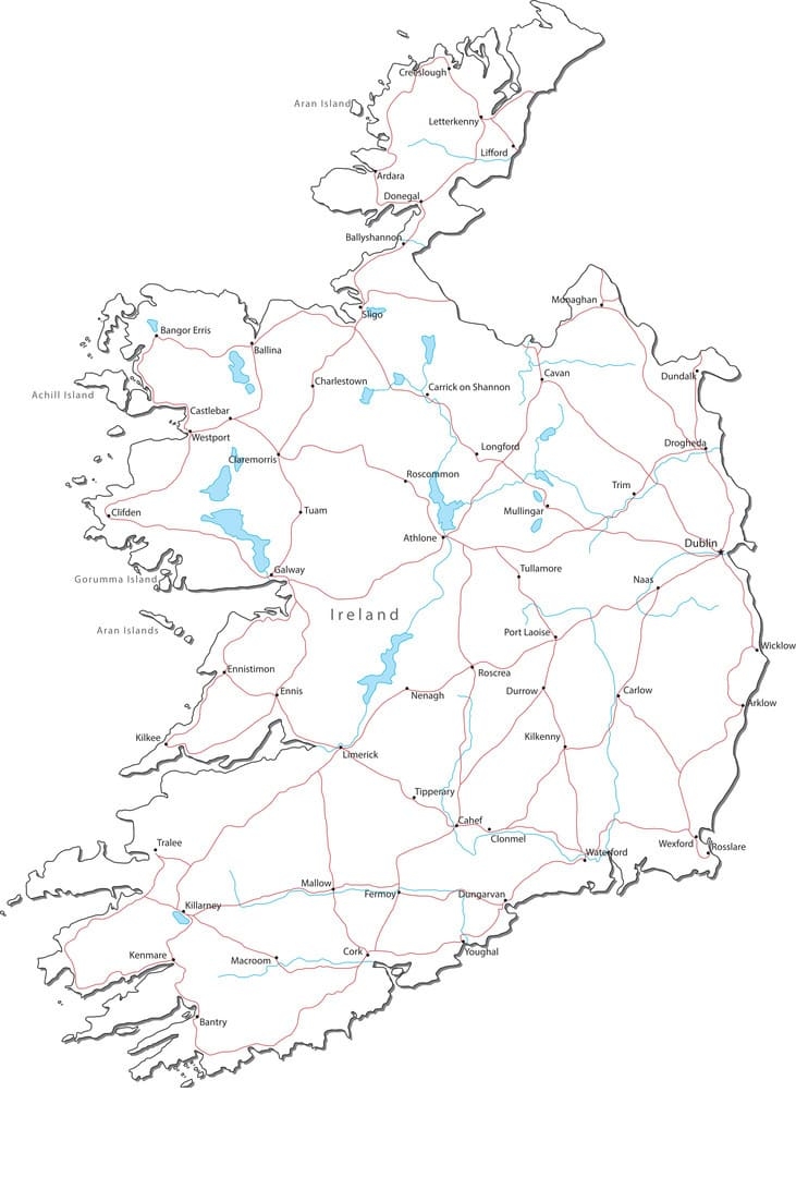 Printable Map Of Ireland Free Download And Print For You 