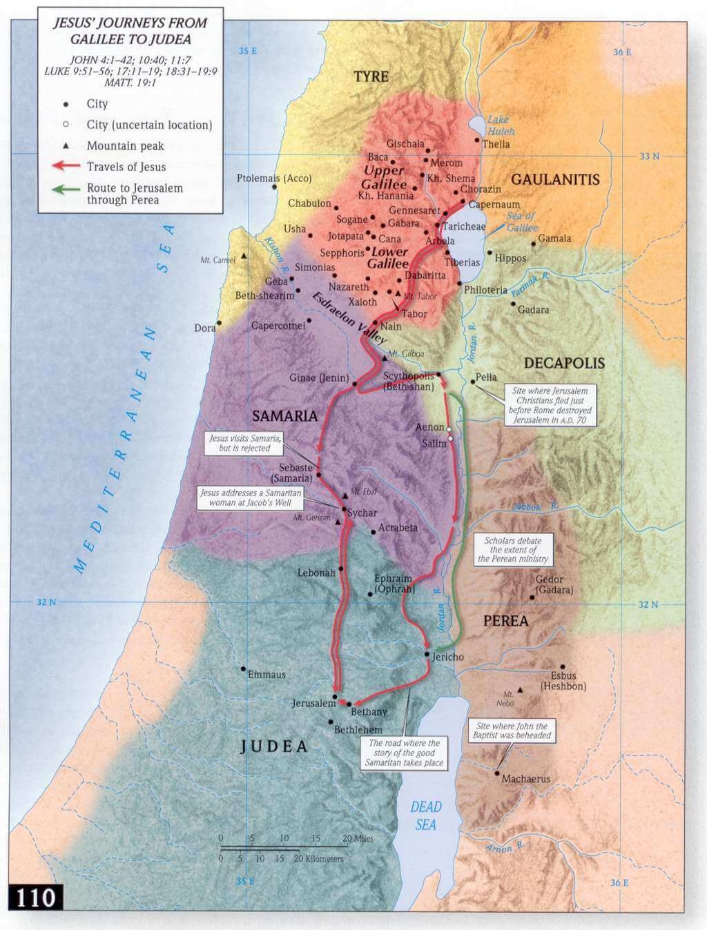 Printable Map Of Jesus Travels