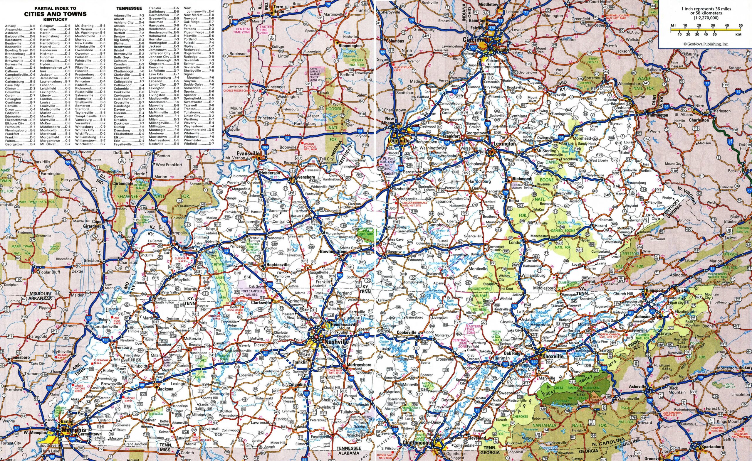 printable kentucky map with cities