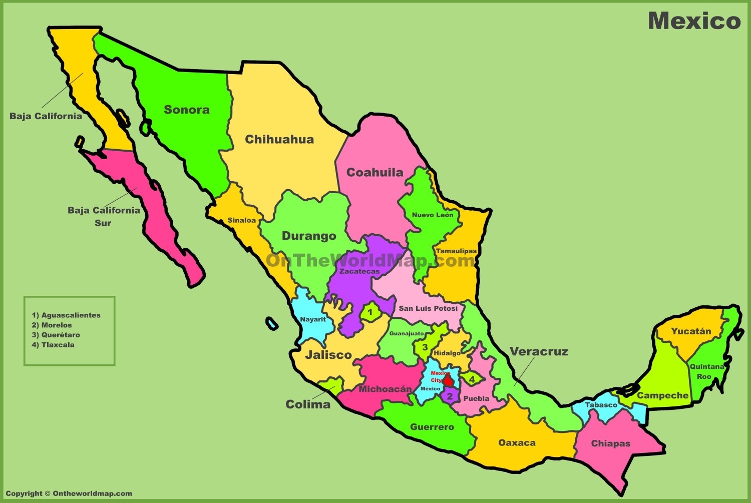 Printable Map Of Mexico States Printable Map Of Mexico States