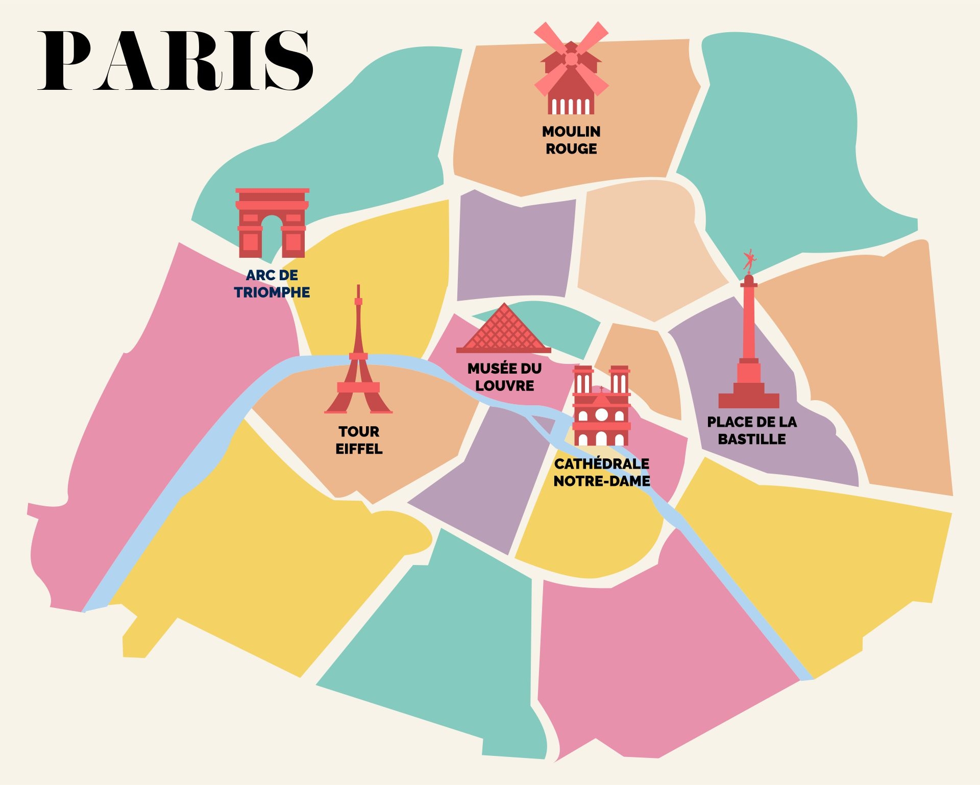 Printable Map Of Paris Attractions Printable Map Of Paris Attractions