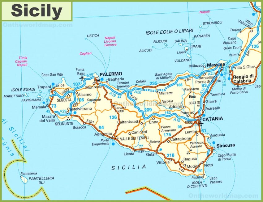Printable Map Of Sicily