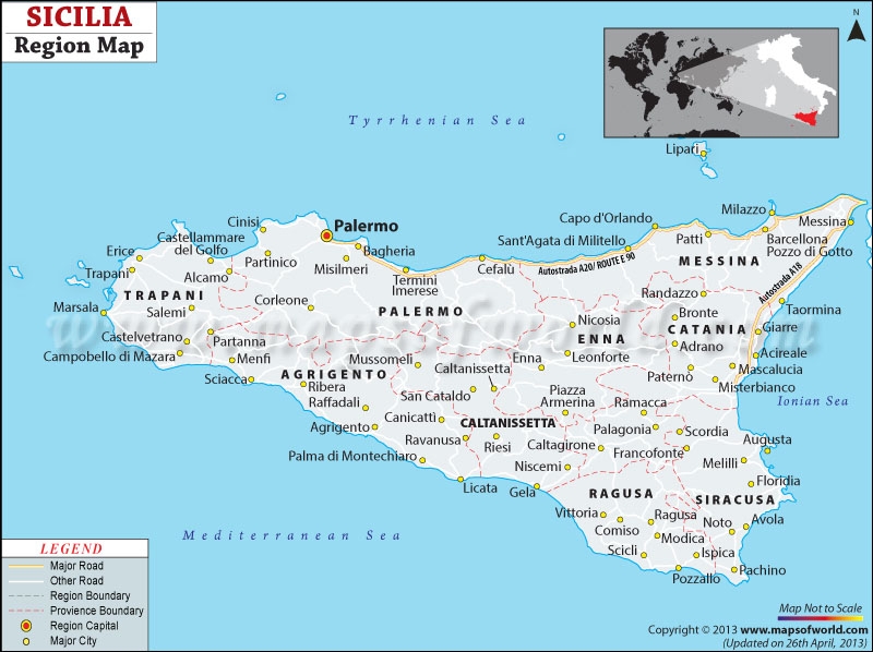 Printable Map Of Sicily Italy