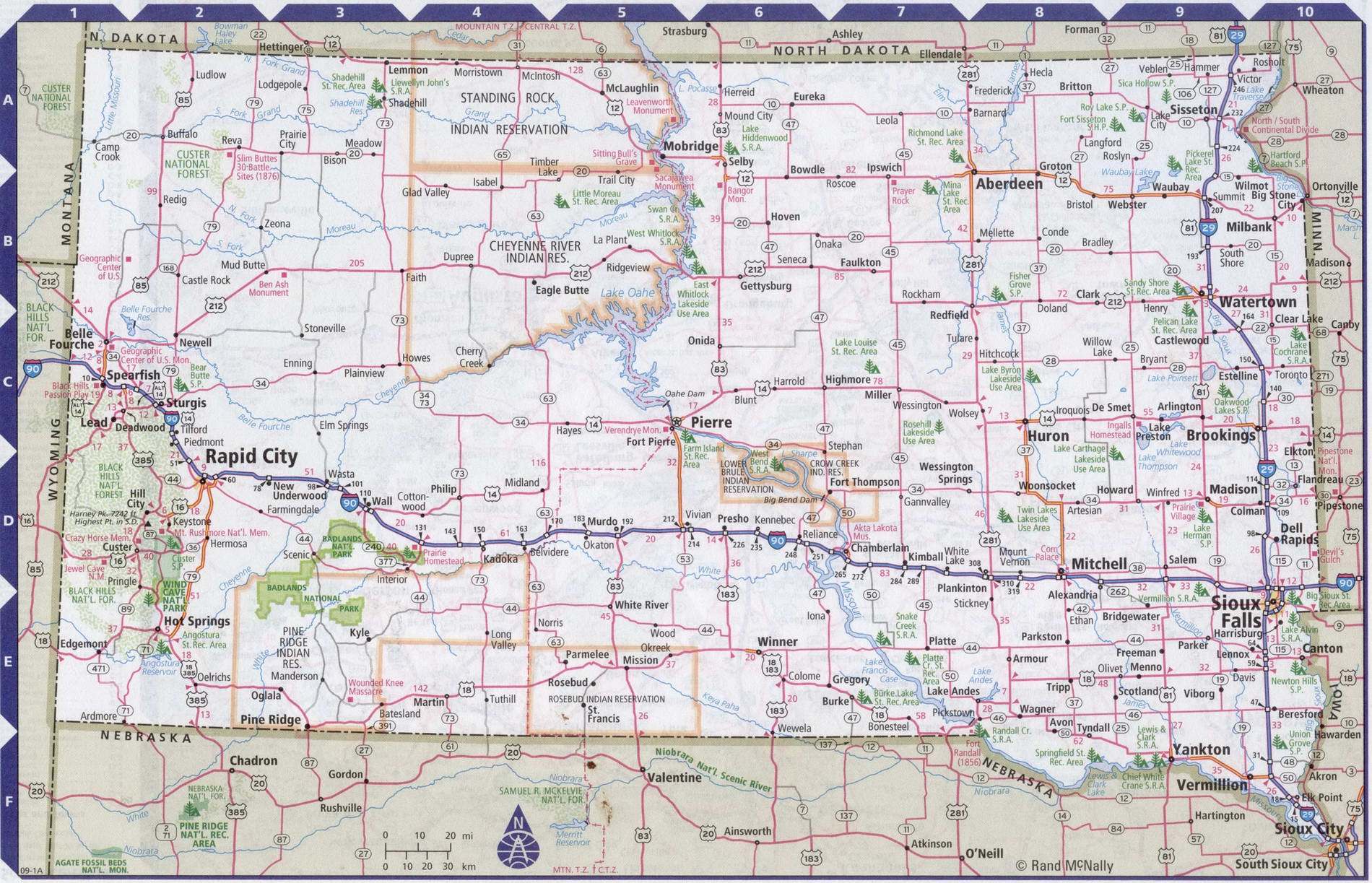 south dakota map printable