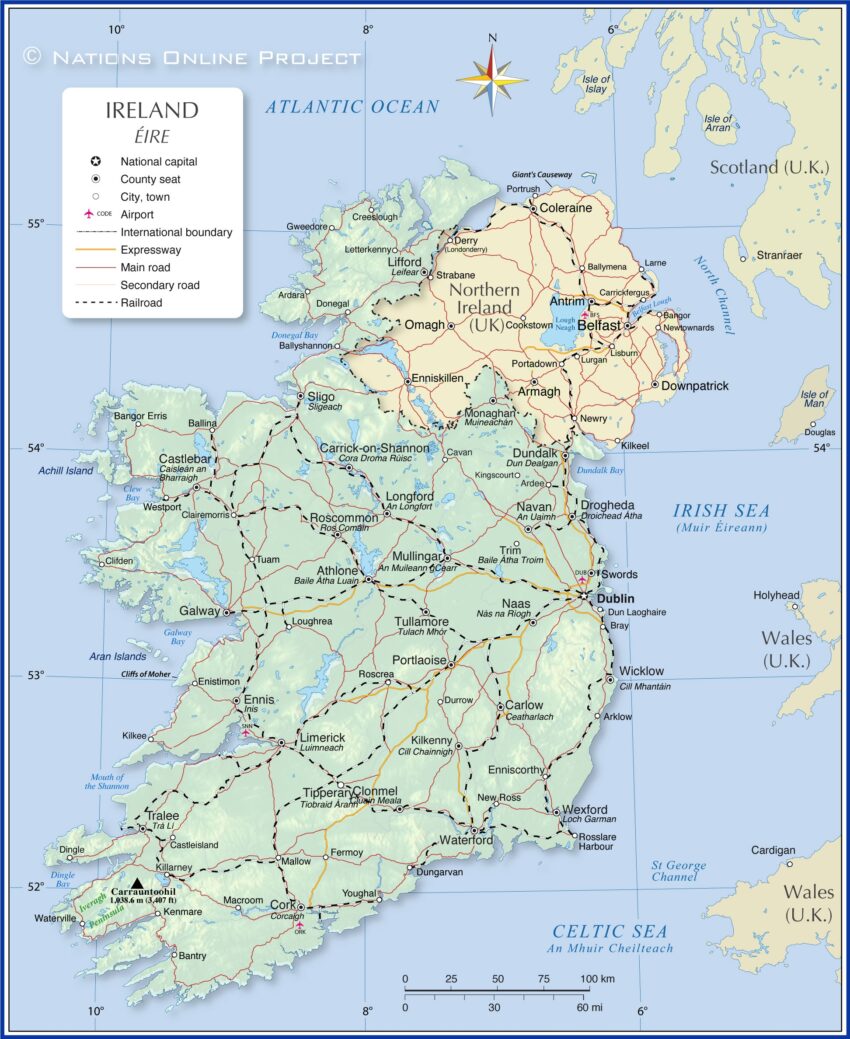 Printable Map Of Southern Ireland Free Printable Templates