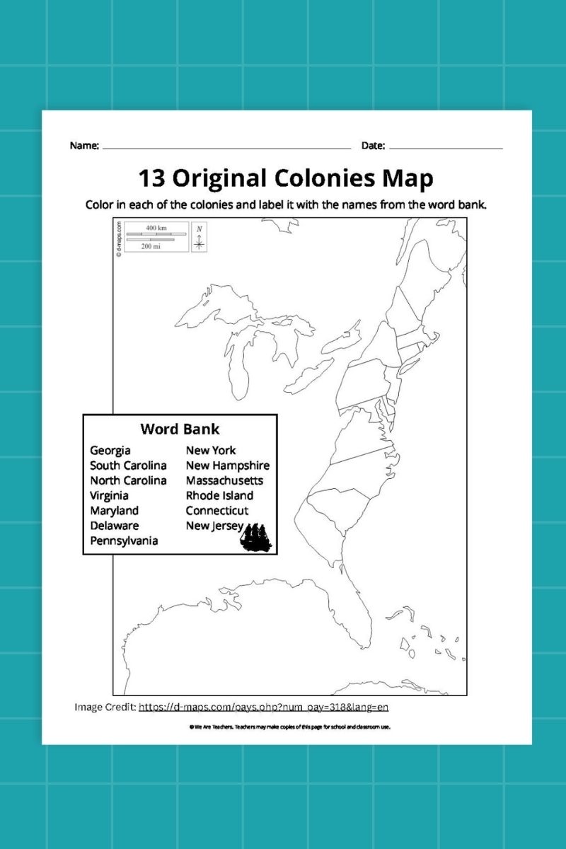 Printable Map Of The Thirteen Colonies Free Printable Map