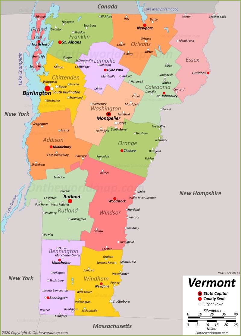 Printable Map Of Vermont