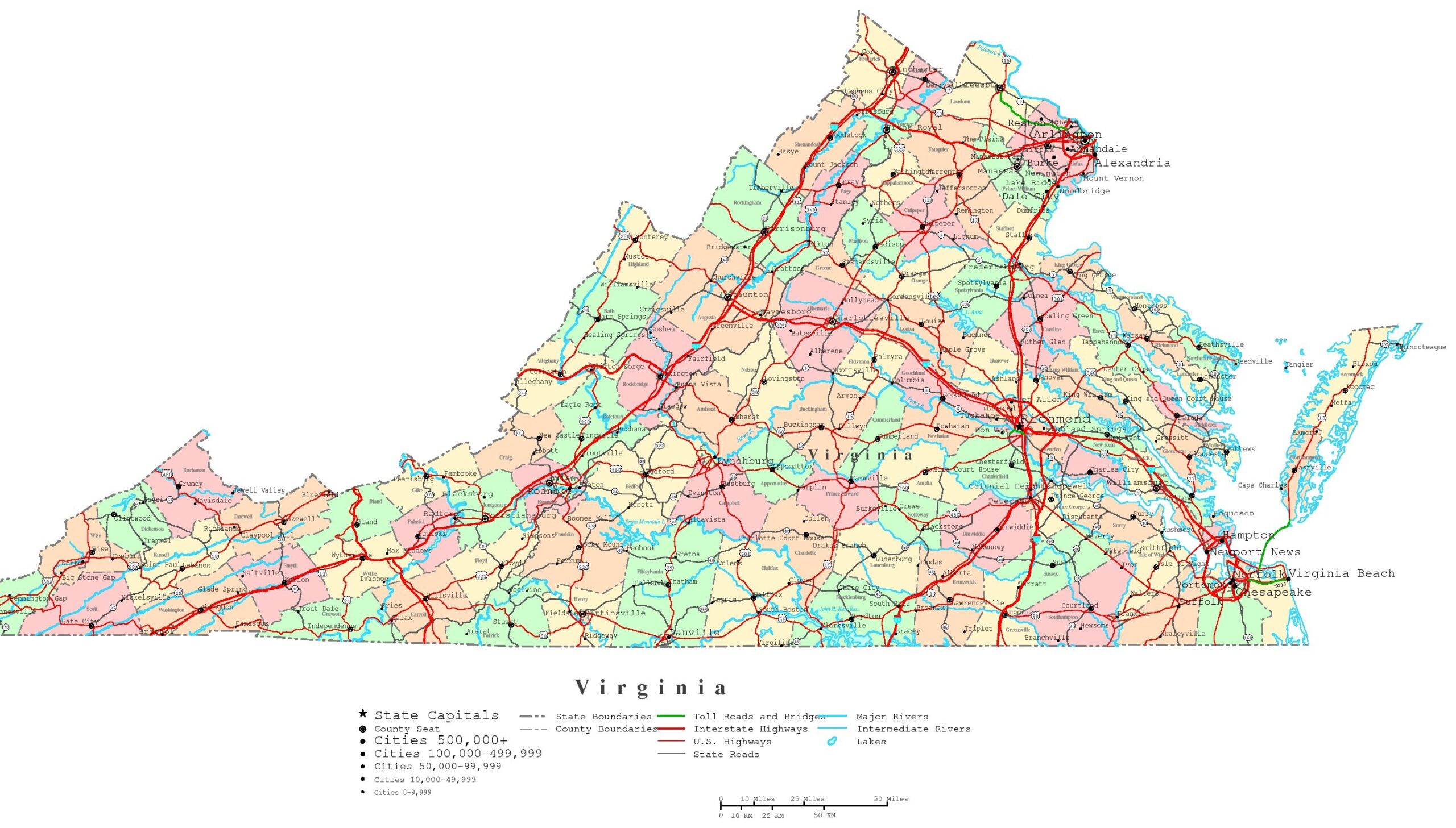 Printable Map Of Virginia