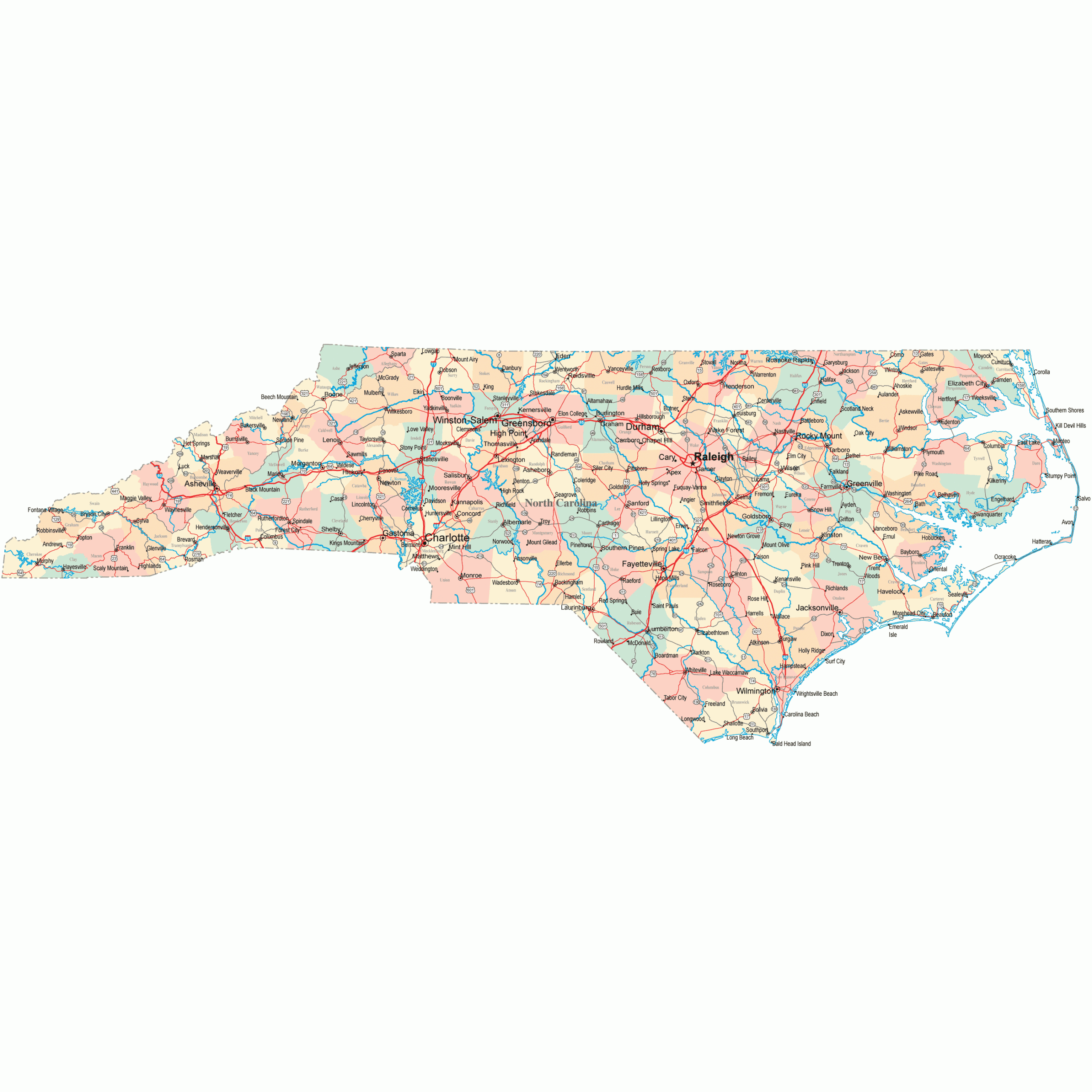 Printable Map Of Western North Carolina Free Printable Map