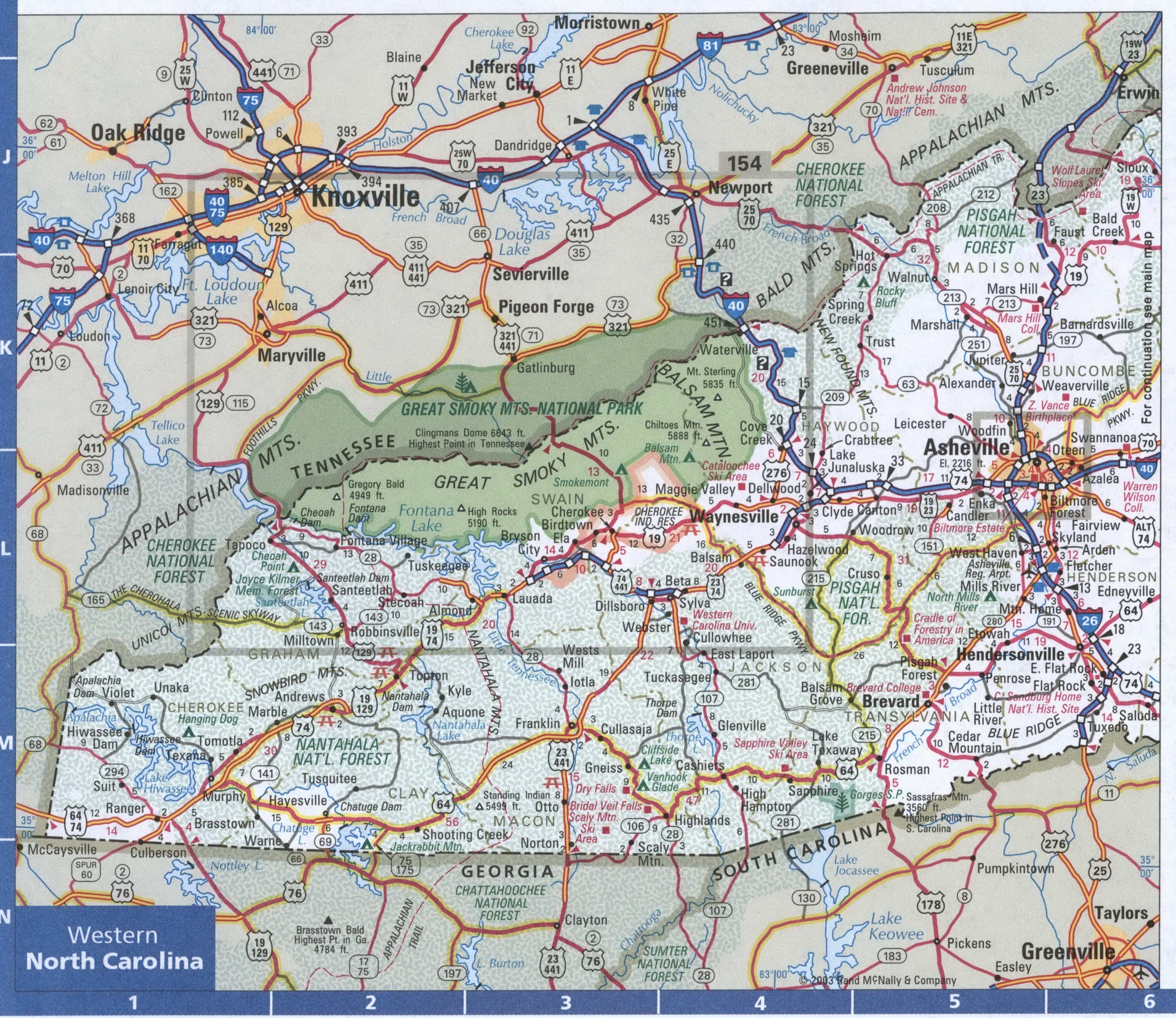 printable map of western north carolina
