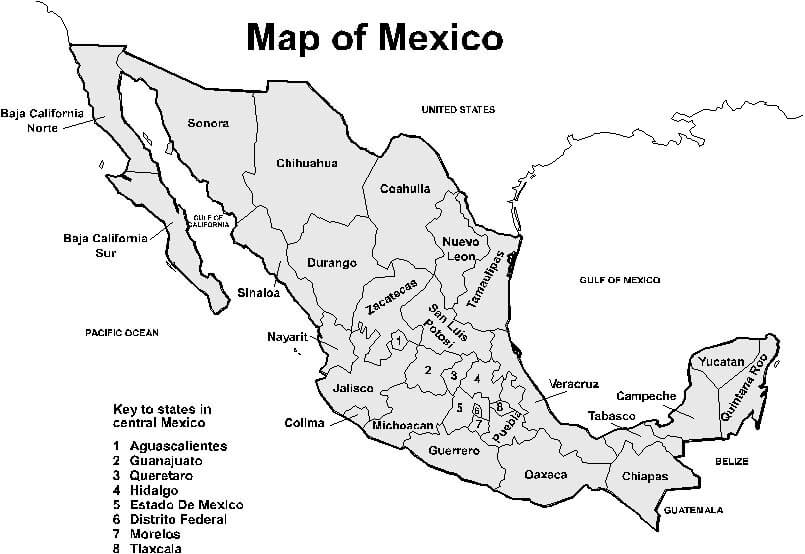 Printable Mexico Map Research Guidance Free Download And Print For You Printable Mexico Map Research Guidance Free Download And Print For You