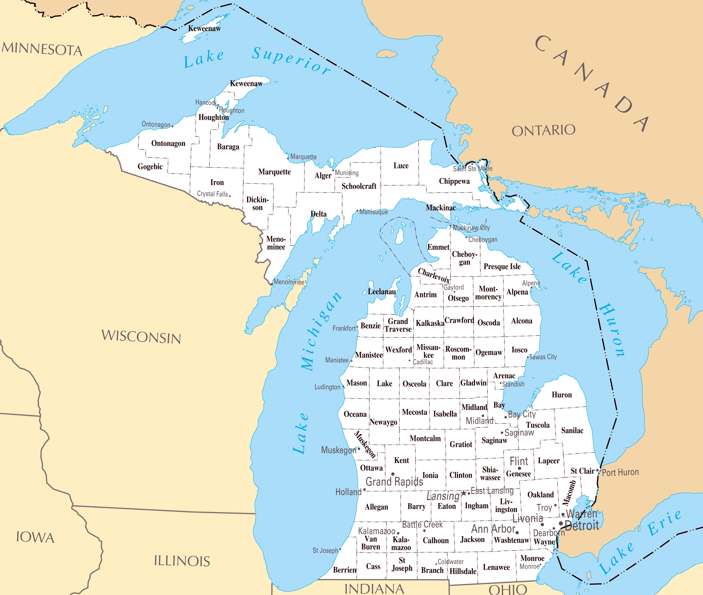 Printable Michigan Map Printable Michigan Map