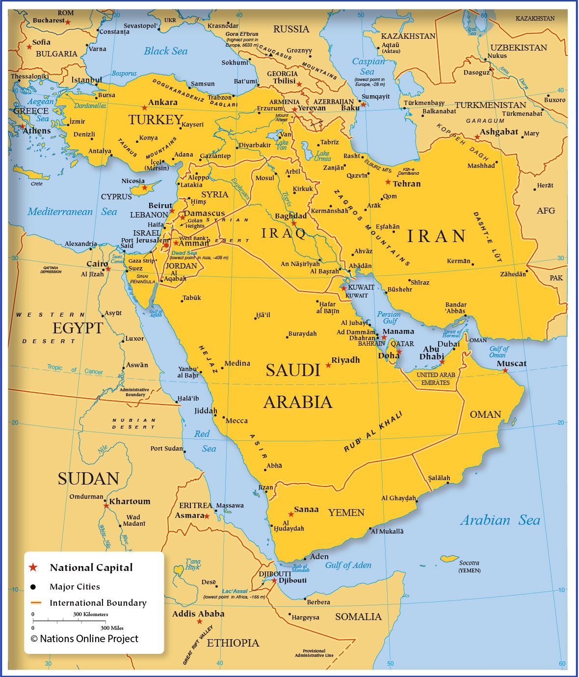 Printable Middle East Map