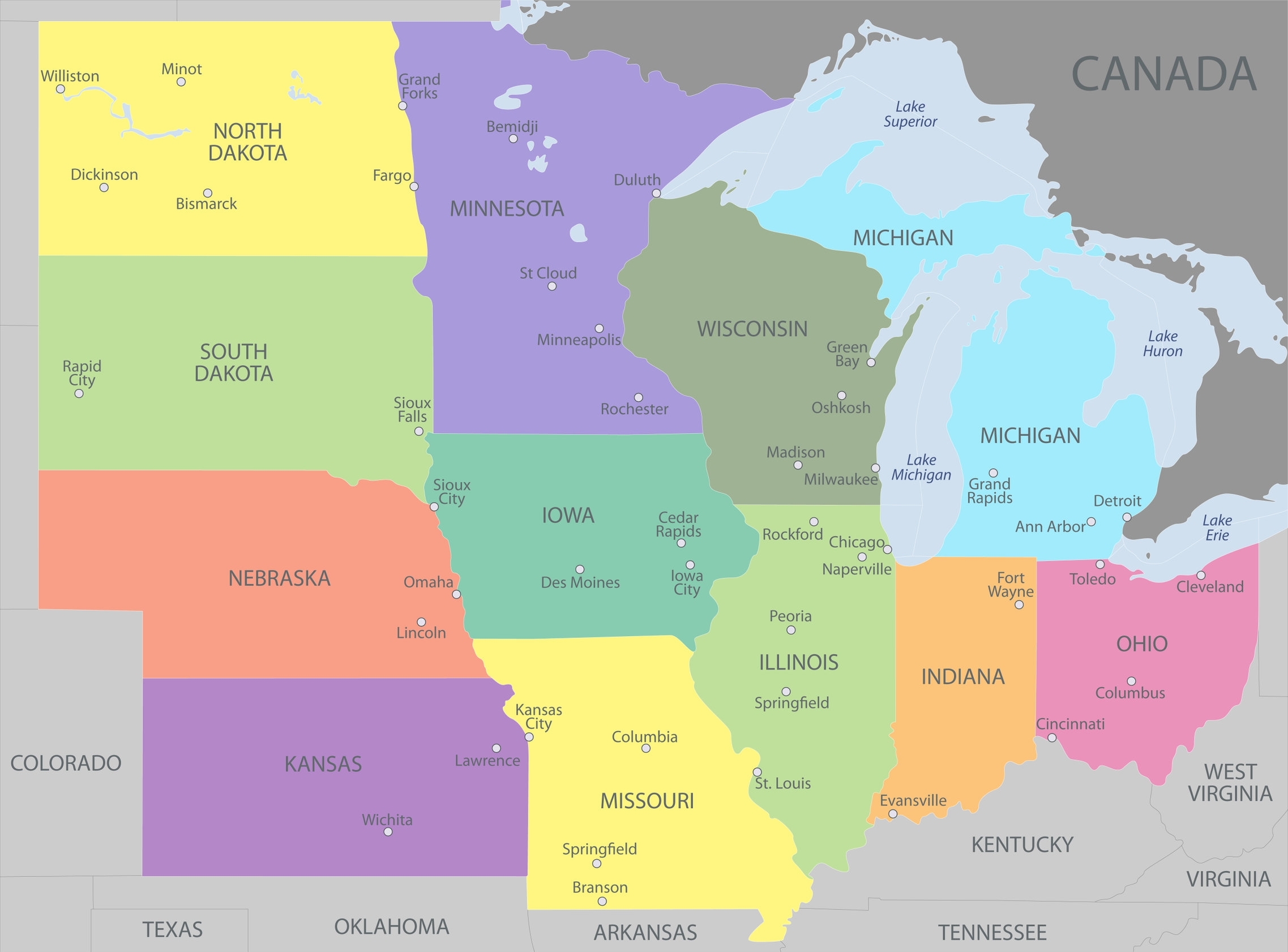 Printable Midwest Map Printable Midwest Map