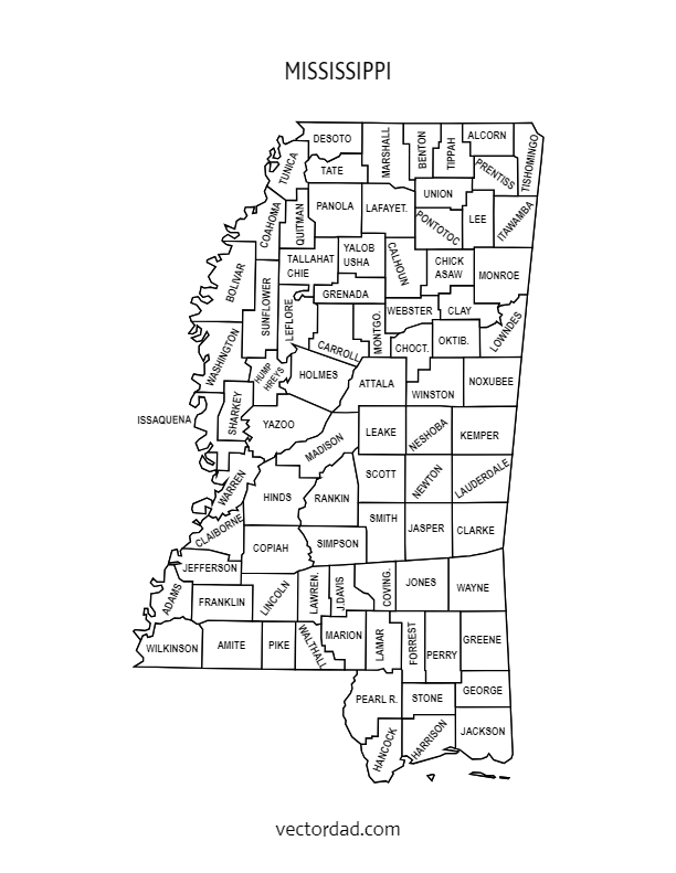 Printable Mississippi County Map