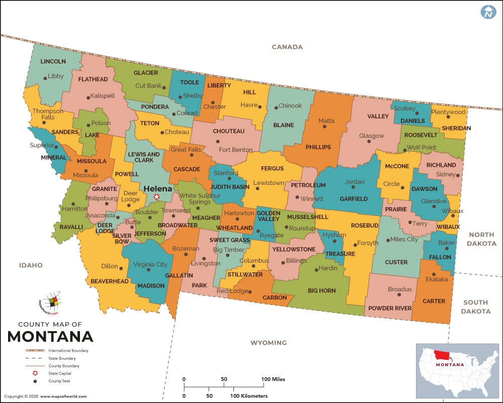 Printable Montana County Map
