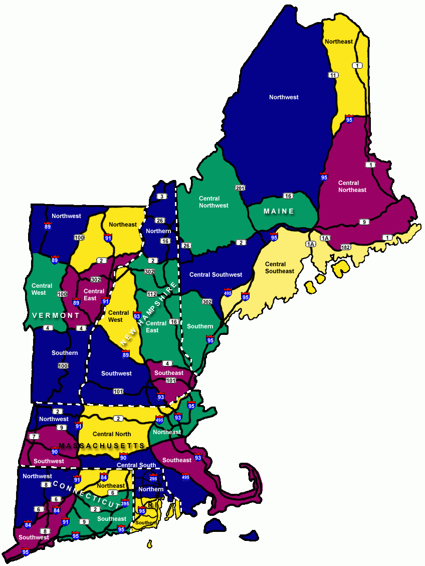 Printable New England Map