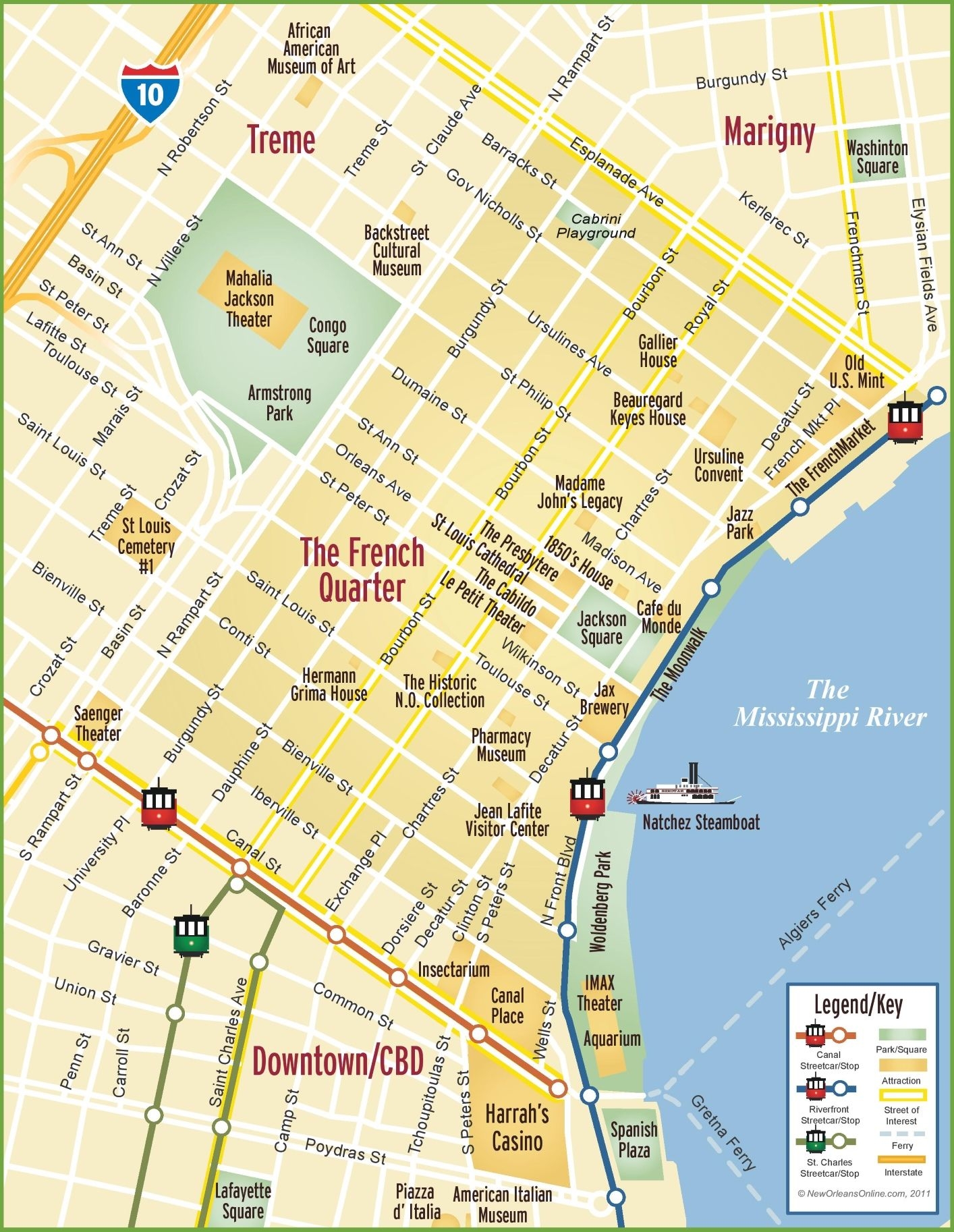 Printable New Orleans Tourist Map Printable New Orleans Tourist Map