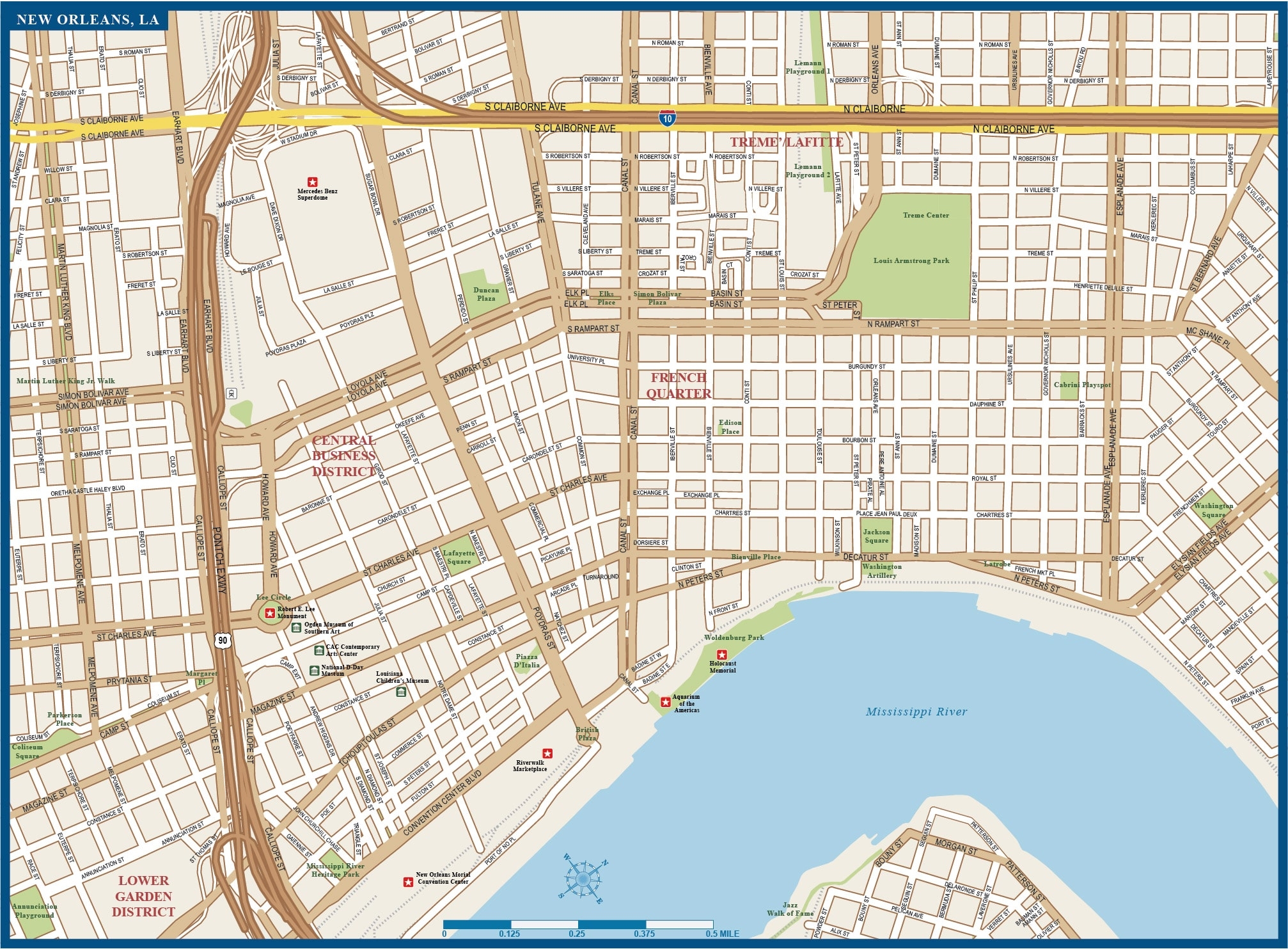Printable New Orleans Tourist Map Printable New Orleans Tourist Map