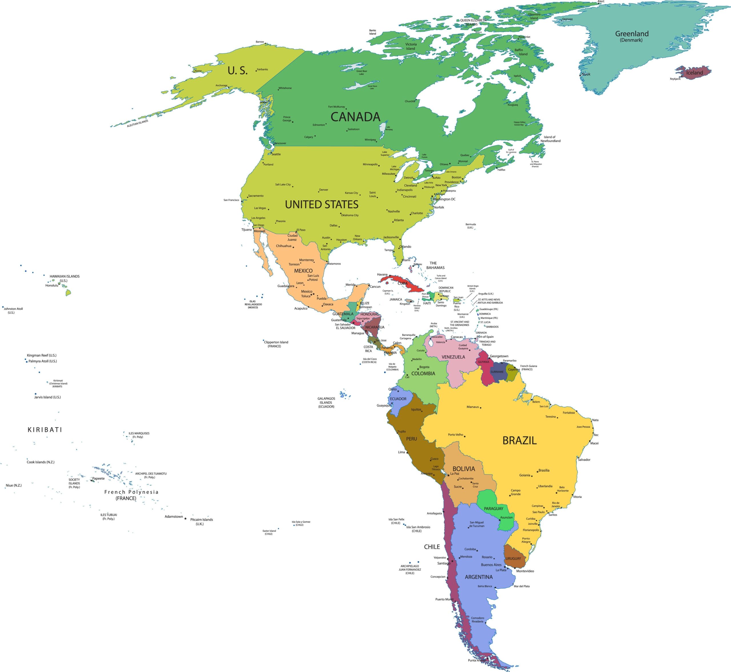 Printable North And South America Map Printable North And South America Map