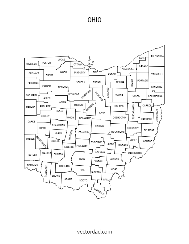 ohio county map printable