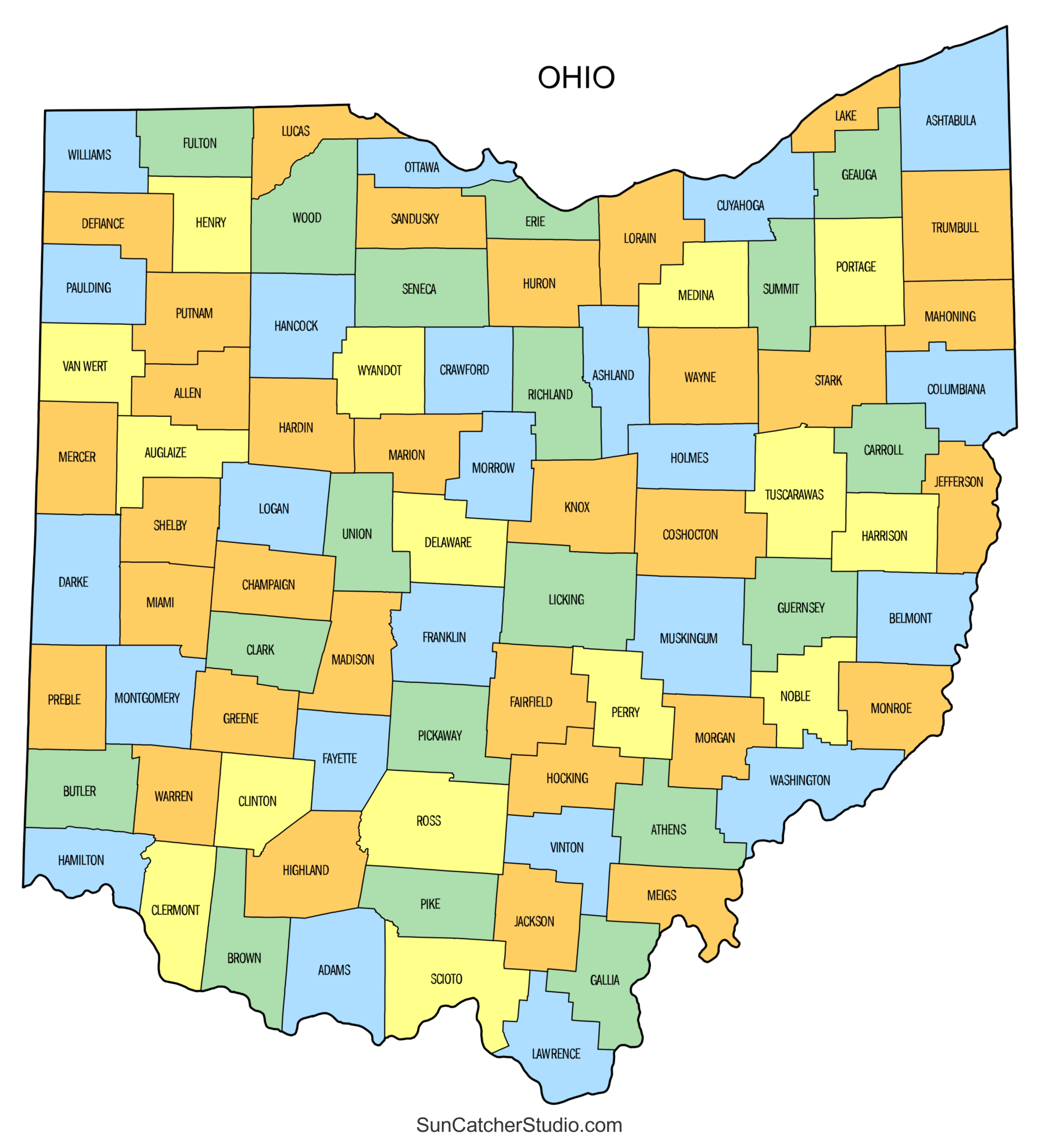 Printable Ohio County Map Jenny Blog