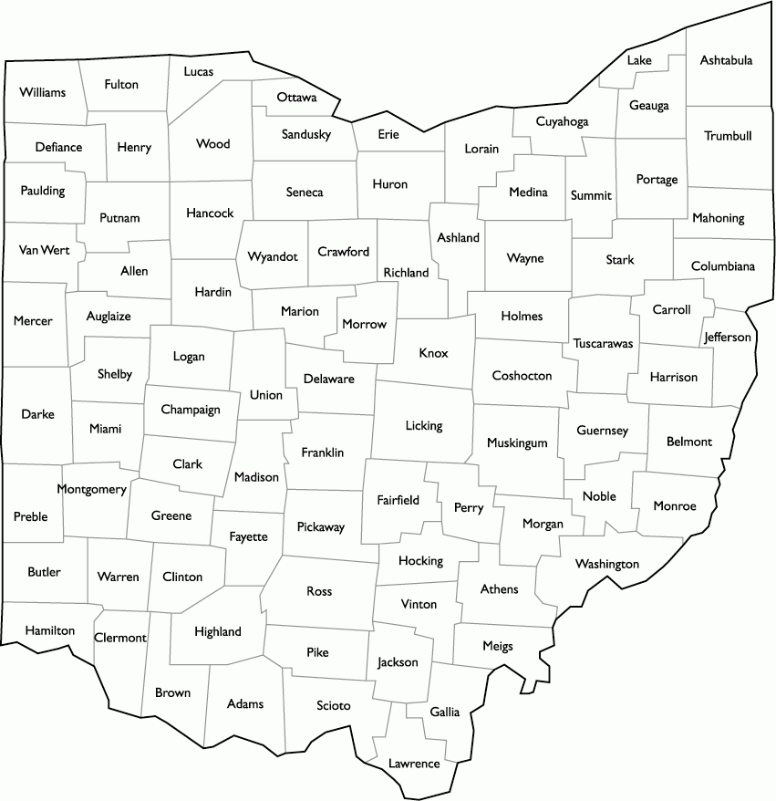 Ohio Map By County Printable