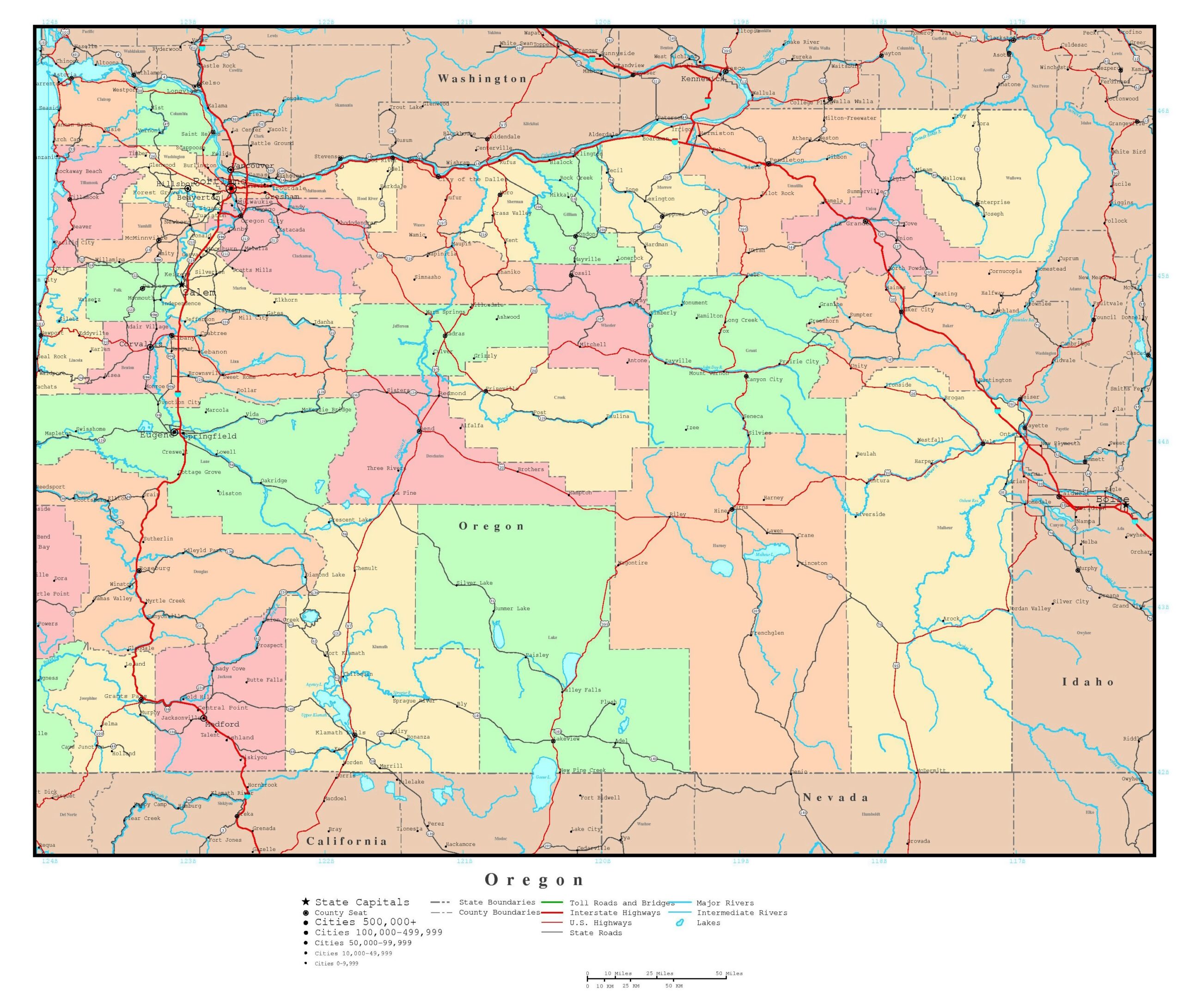 Printable Oregon Map With Cities Printable Oregon Map With Cities