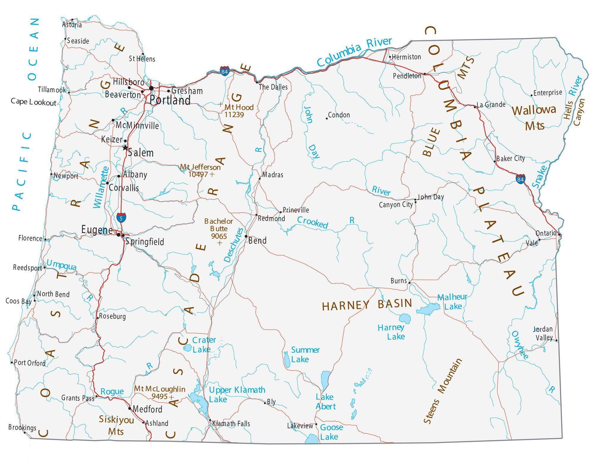 Printable Oregon Road Map