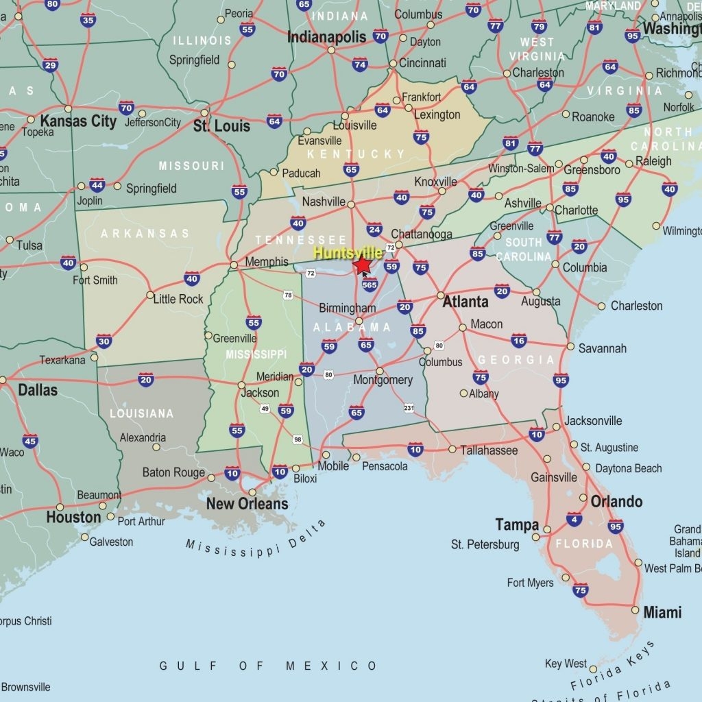 printable map of southeast us