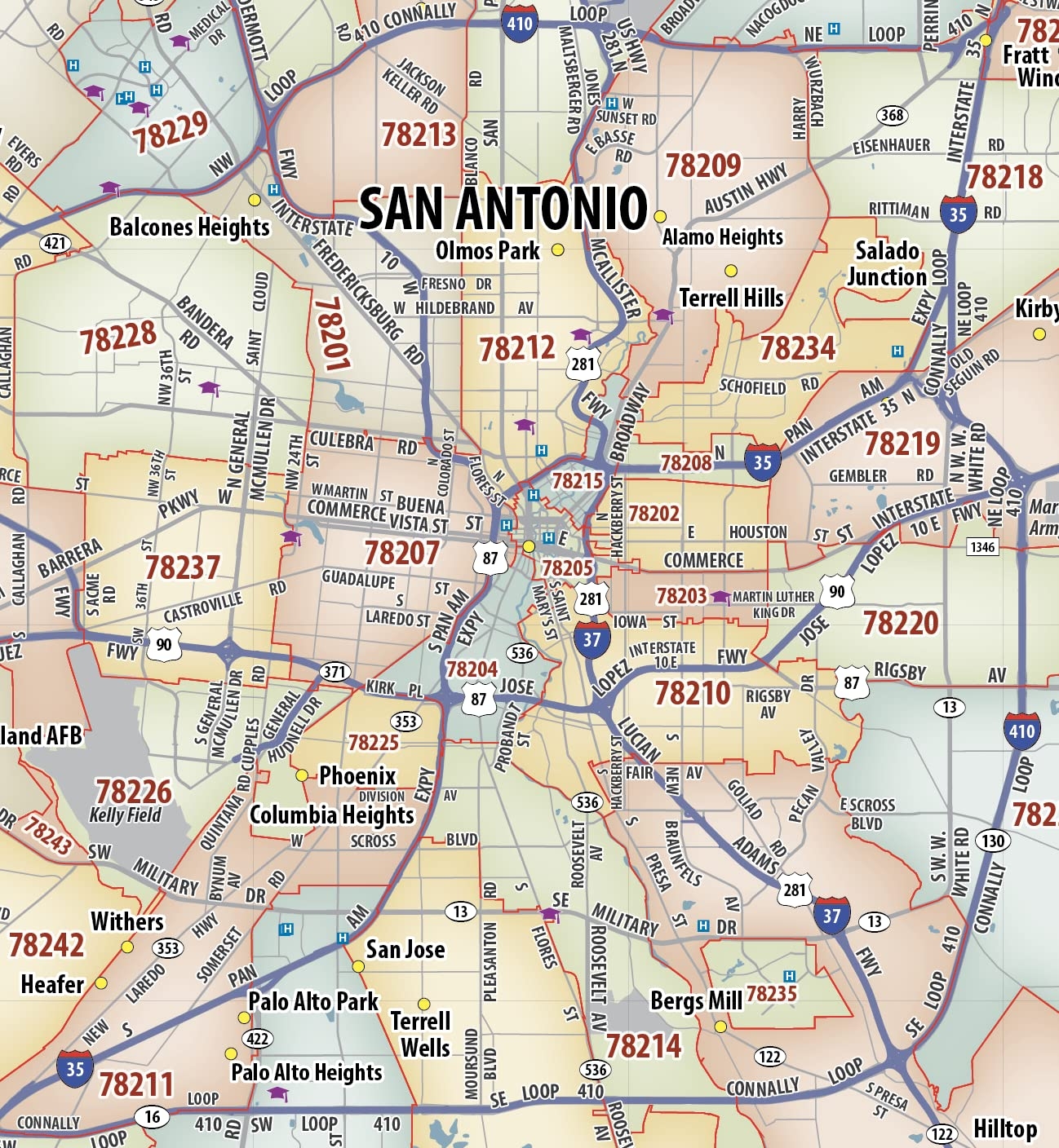 Printable San Antonio Zip Code Map