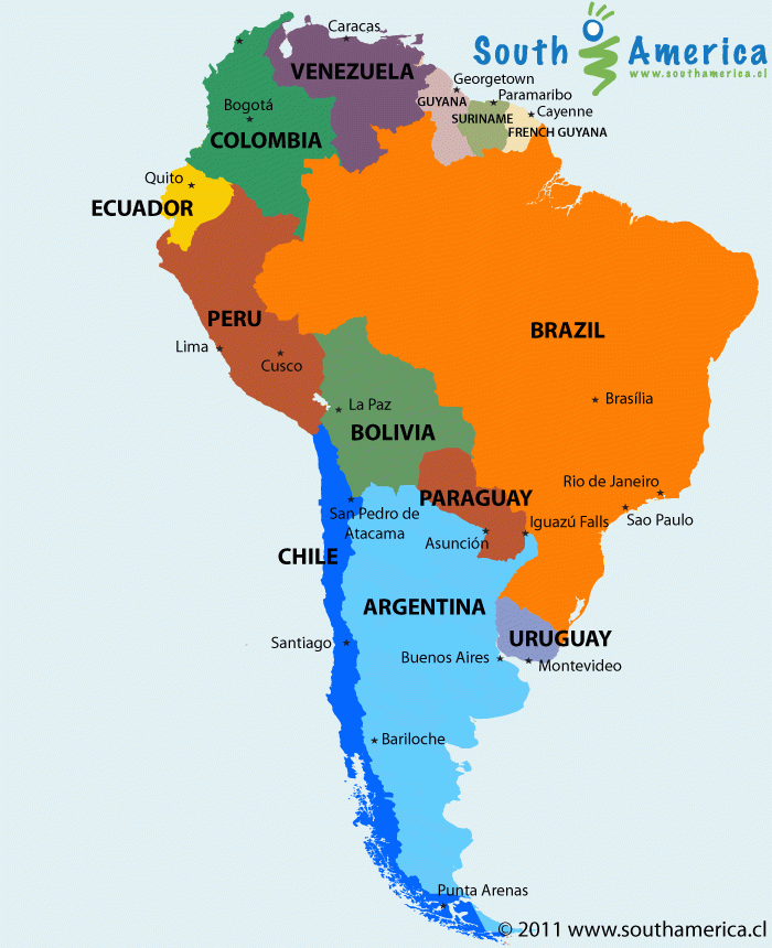 map of south america printable