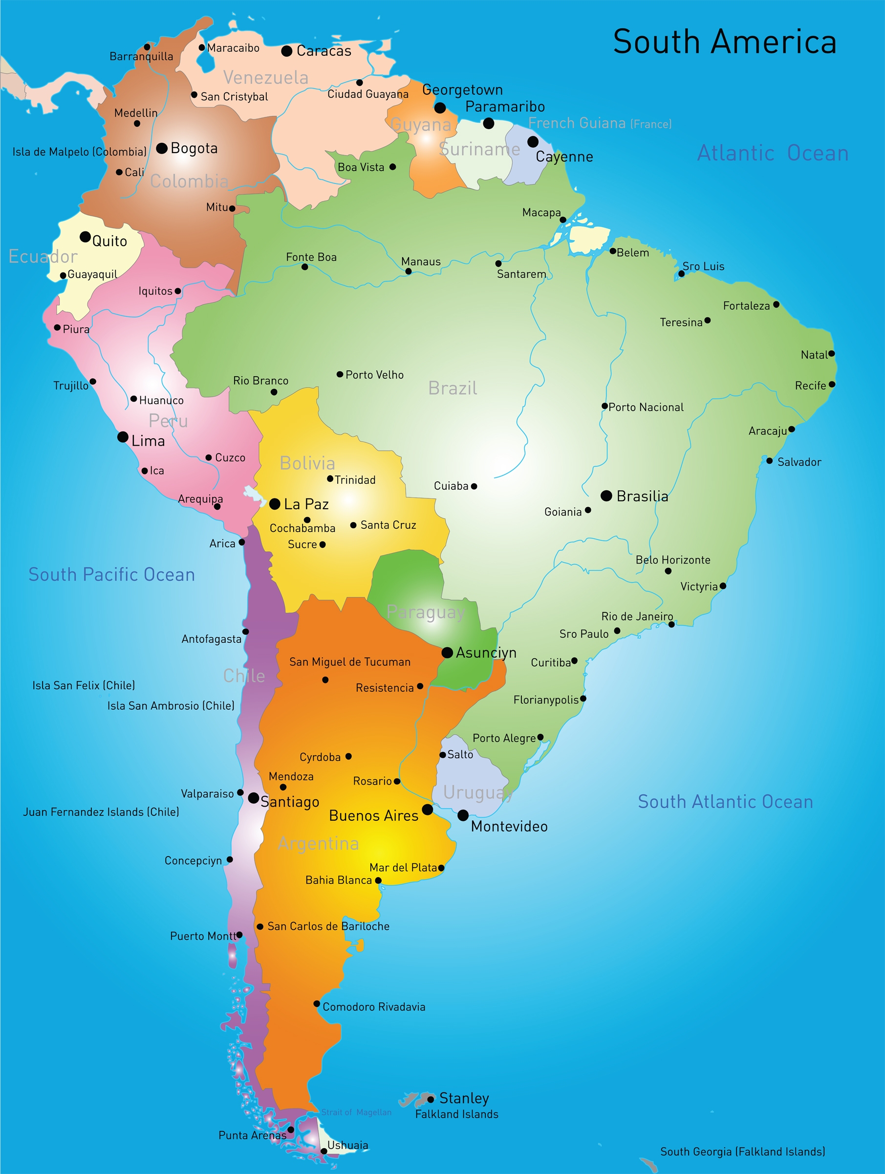 Printable South America Map