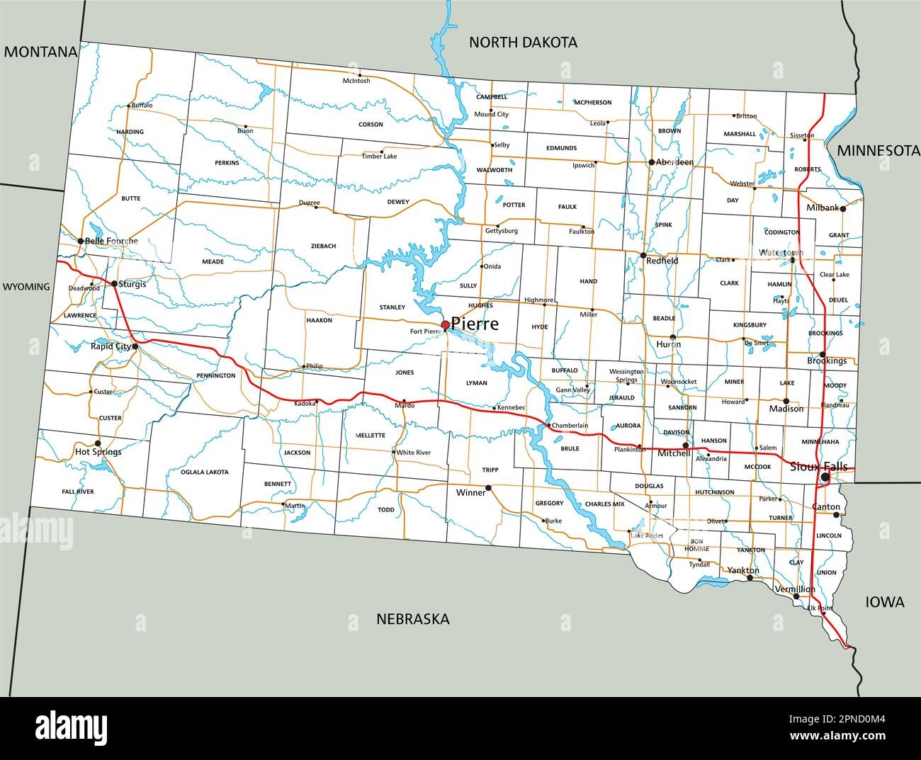 Printable South Dakota Road Map