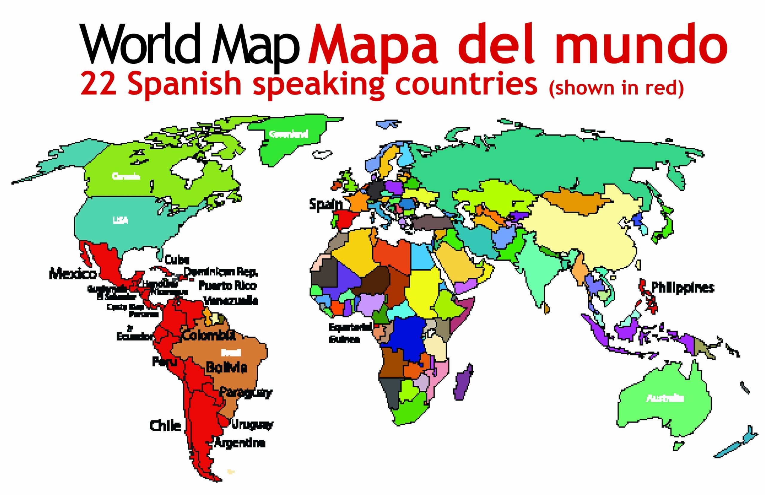 Printable Spanish Speaking Countries Map
