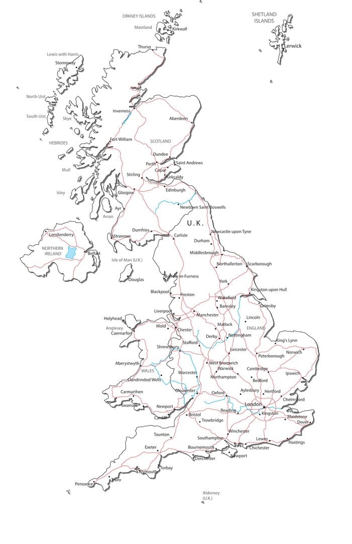 Printable The United Kingdom Map Free Download And Print For You 