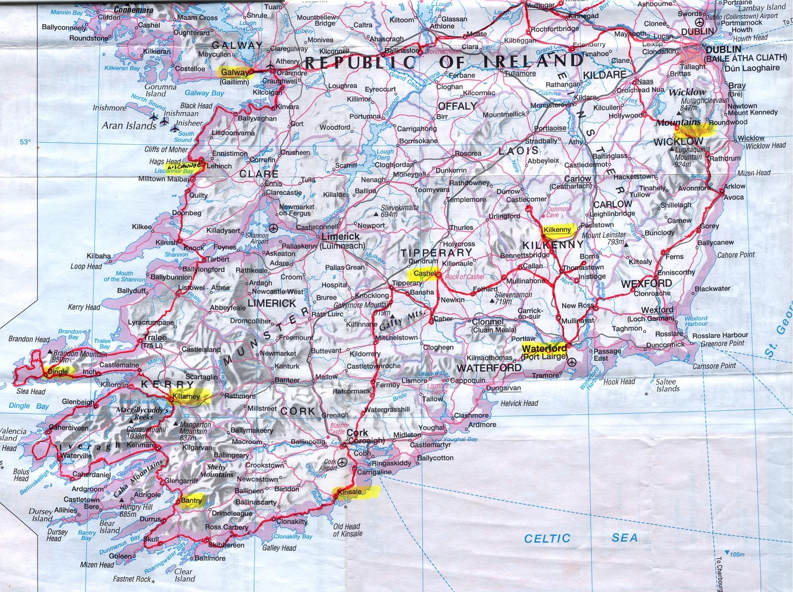 Printable Tourist Map Of Ireland