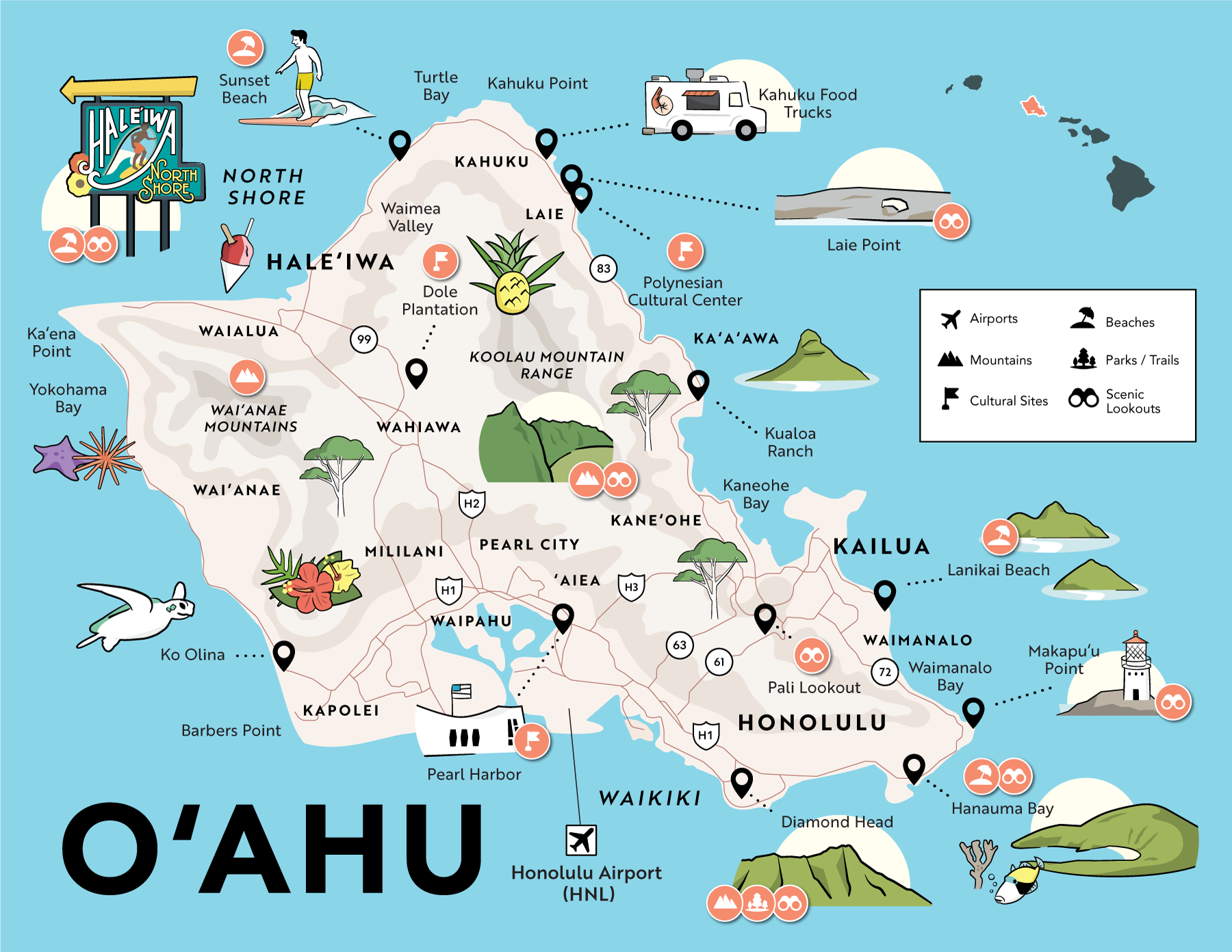 printable tourist map of oahu printable tourist map of oahu
