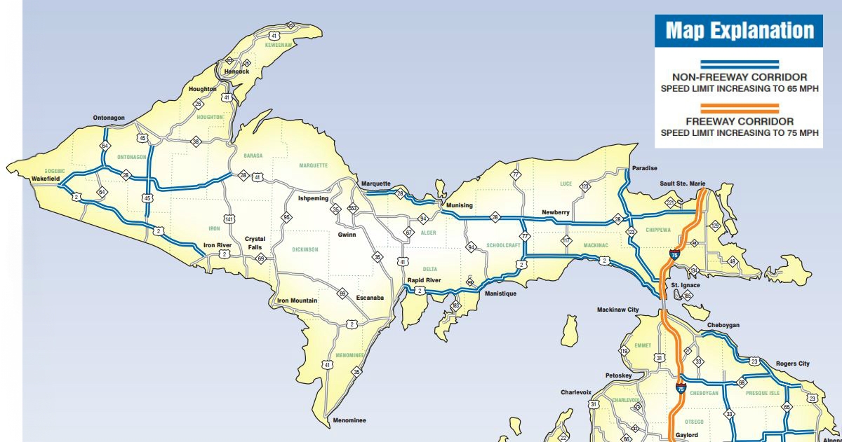 Printable Upper Peninsula Map