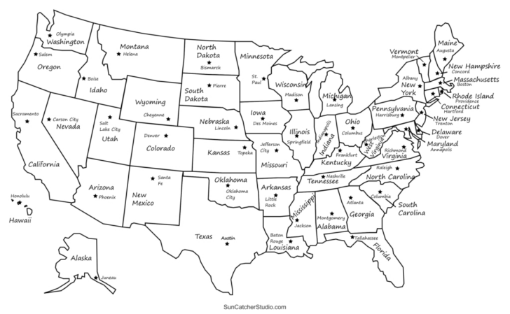 Printable Us Maps With States Usa United States America Free