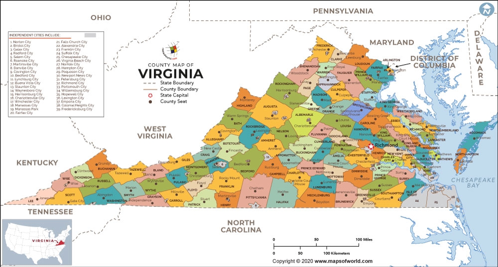 Printable Virginia County Map