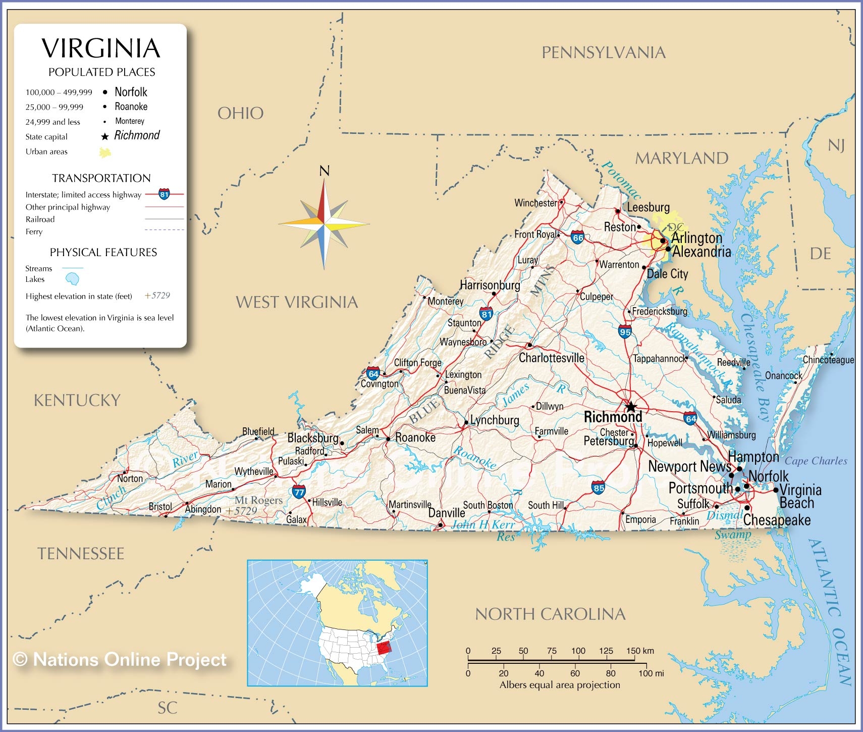 printable virginia state map
