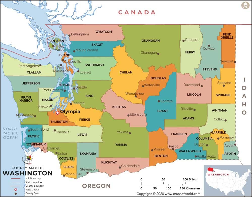 Printable Washington State County Map Printable Washington State County Map