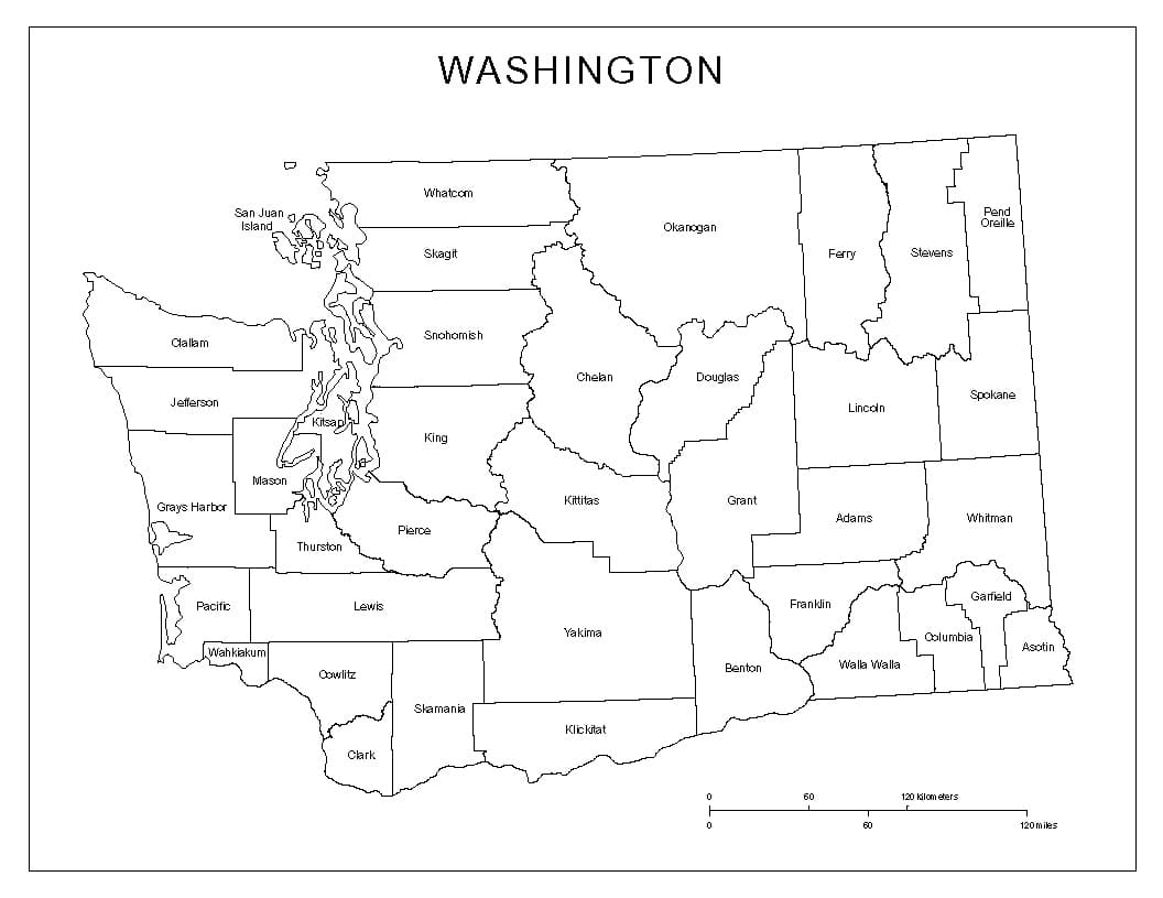 Printable Map Of Washington State Printable Map Of Washington State