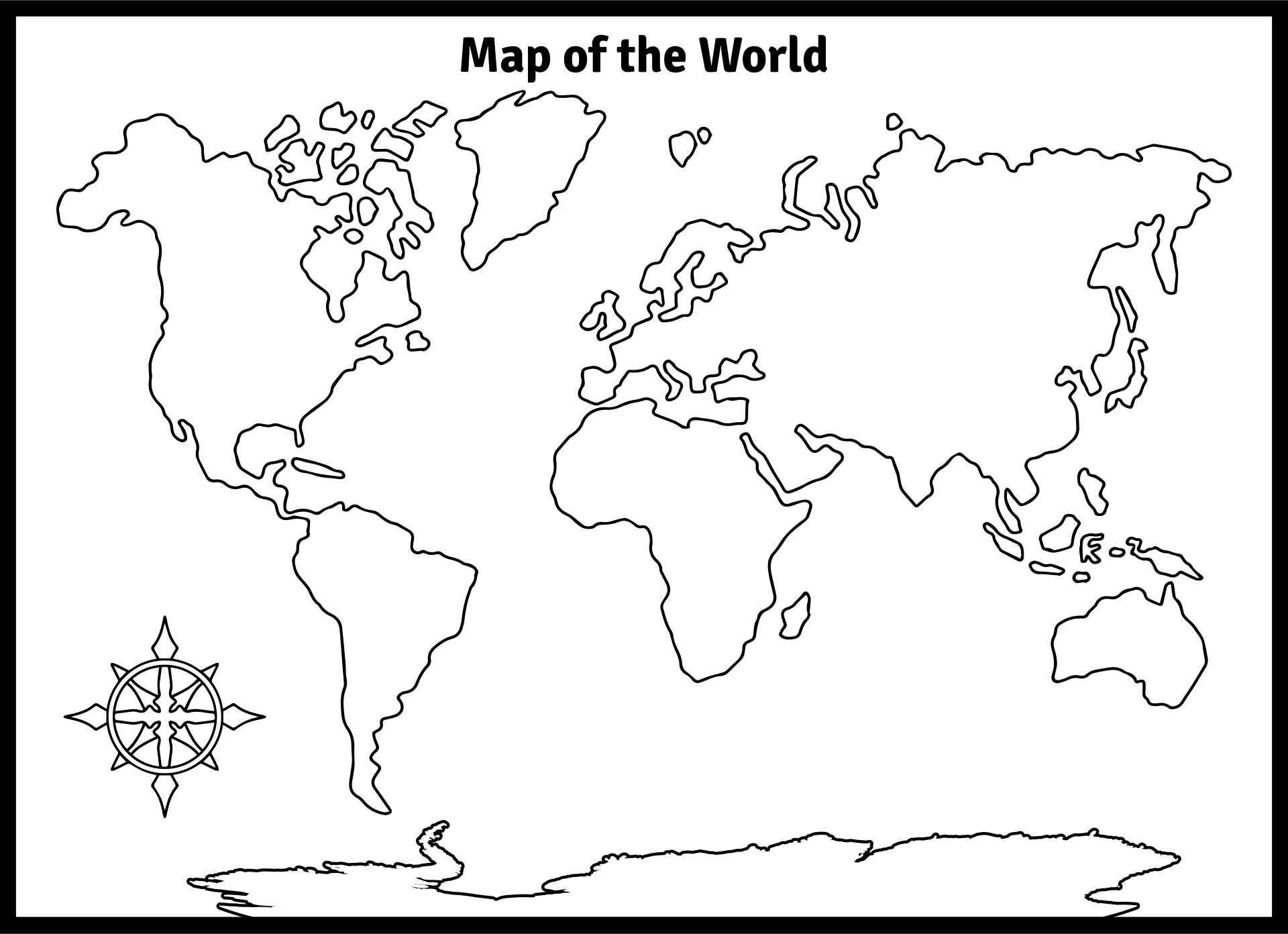 Printable World Map Black And White