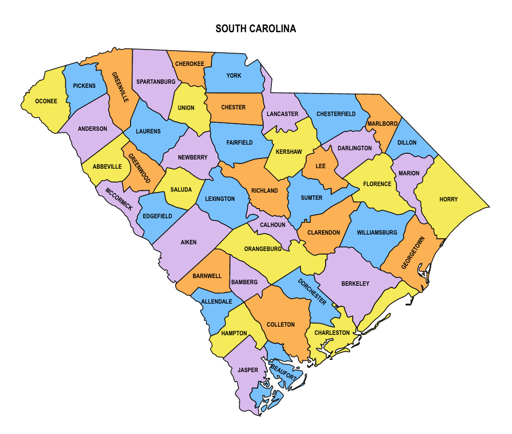 South Carolina County Map Printable South Carolina County Map Printable