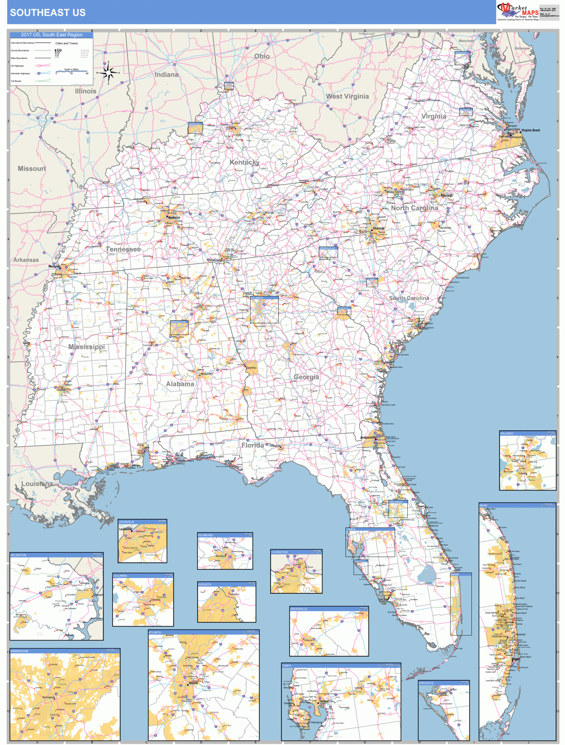 Southeast Region Printable Map
