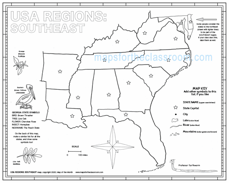 Southeast Region Printable Map Free Printable Maps