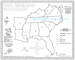 Southeast Region Printable Map Free Printable Maps