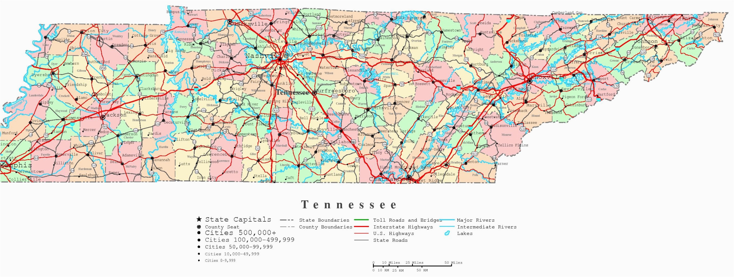 printable map of tennessee